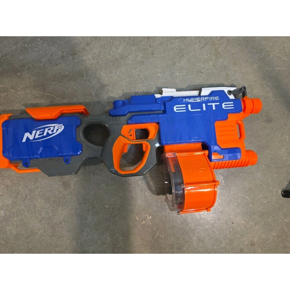 NERF N-Strike Elite HyperFire Blaster w/ Drum Magazine Tested And Cleaned